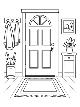 Free printable Cozy Home Entryway Hall coloring page