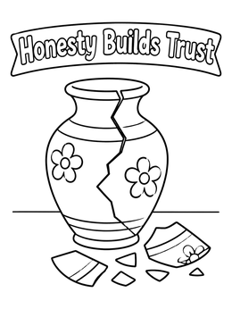 Free printable Honesty Builds Trust Broken Vase coloring page