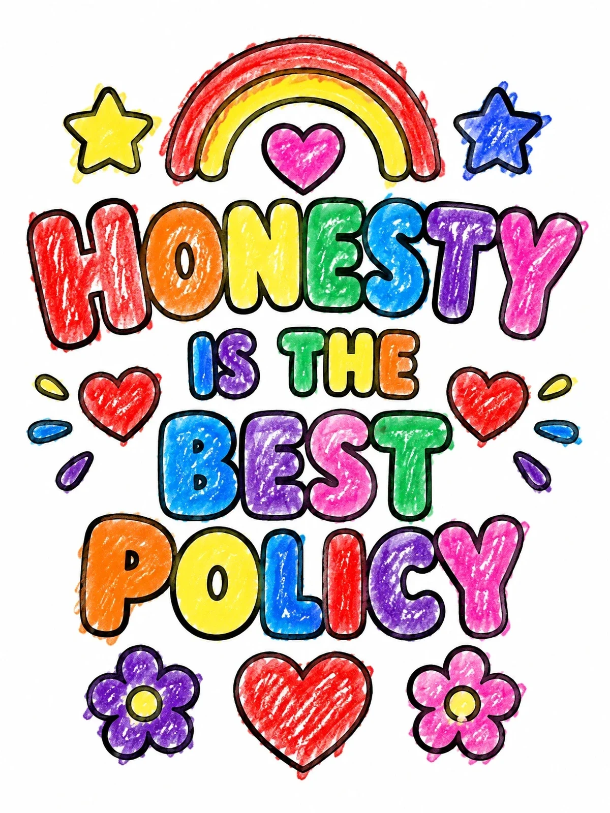 Colored example of the Honesty Is The Best Policy Quote coloring page