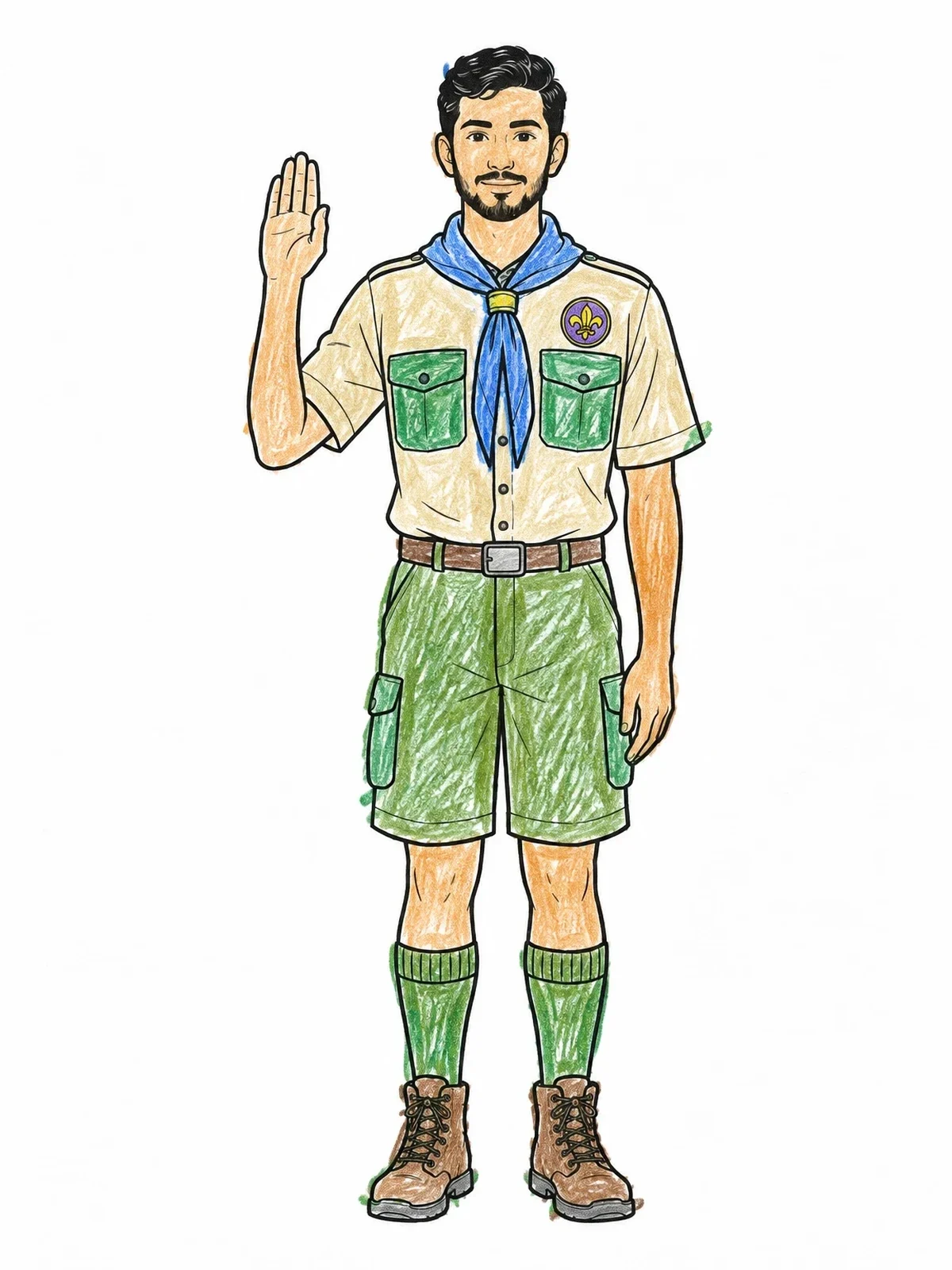 Colored example of the Scout Leader Making An Oath coloring page