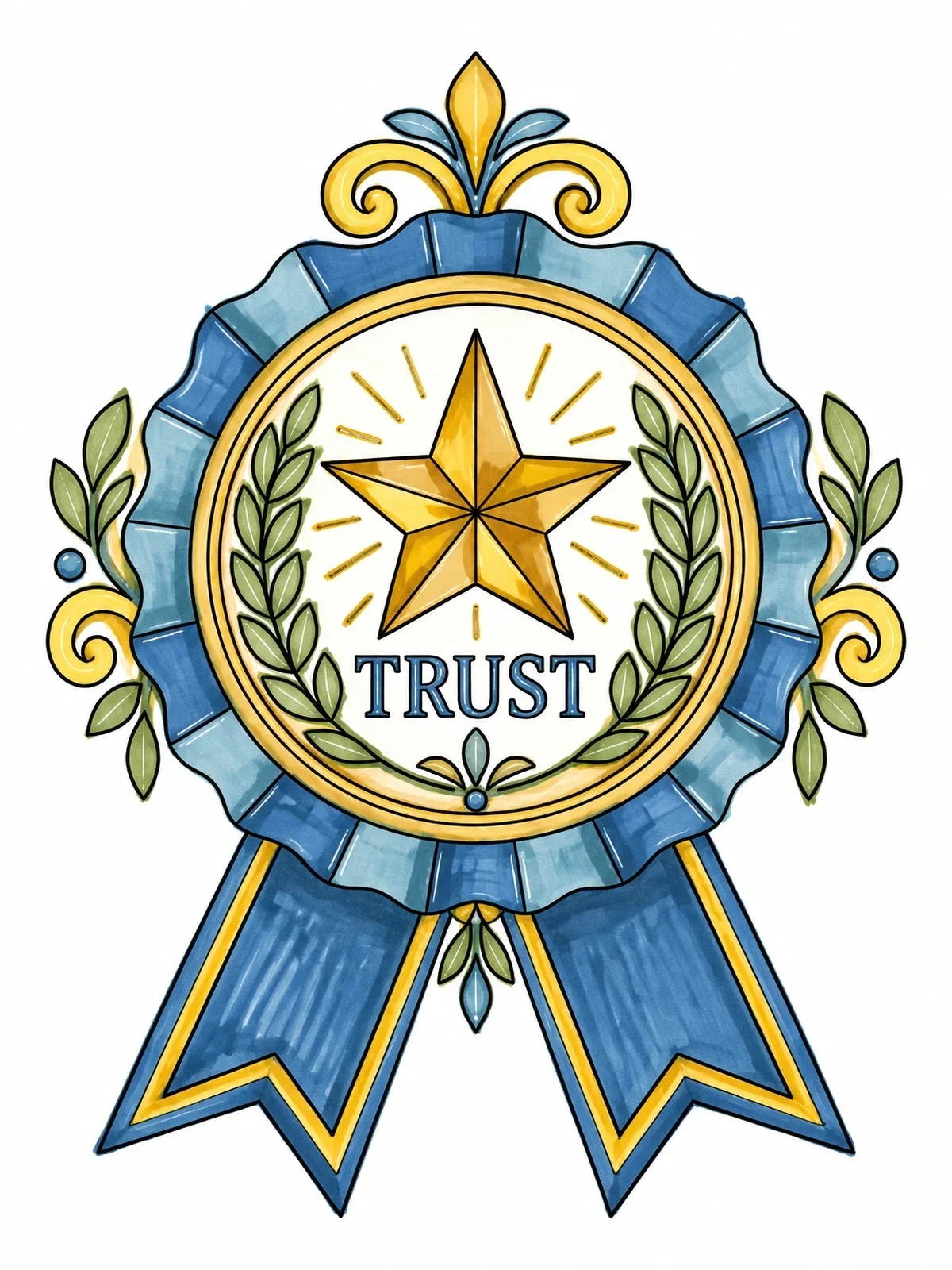 Colored example of the Trust Award Ribbon Medal coloring page