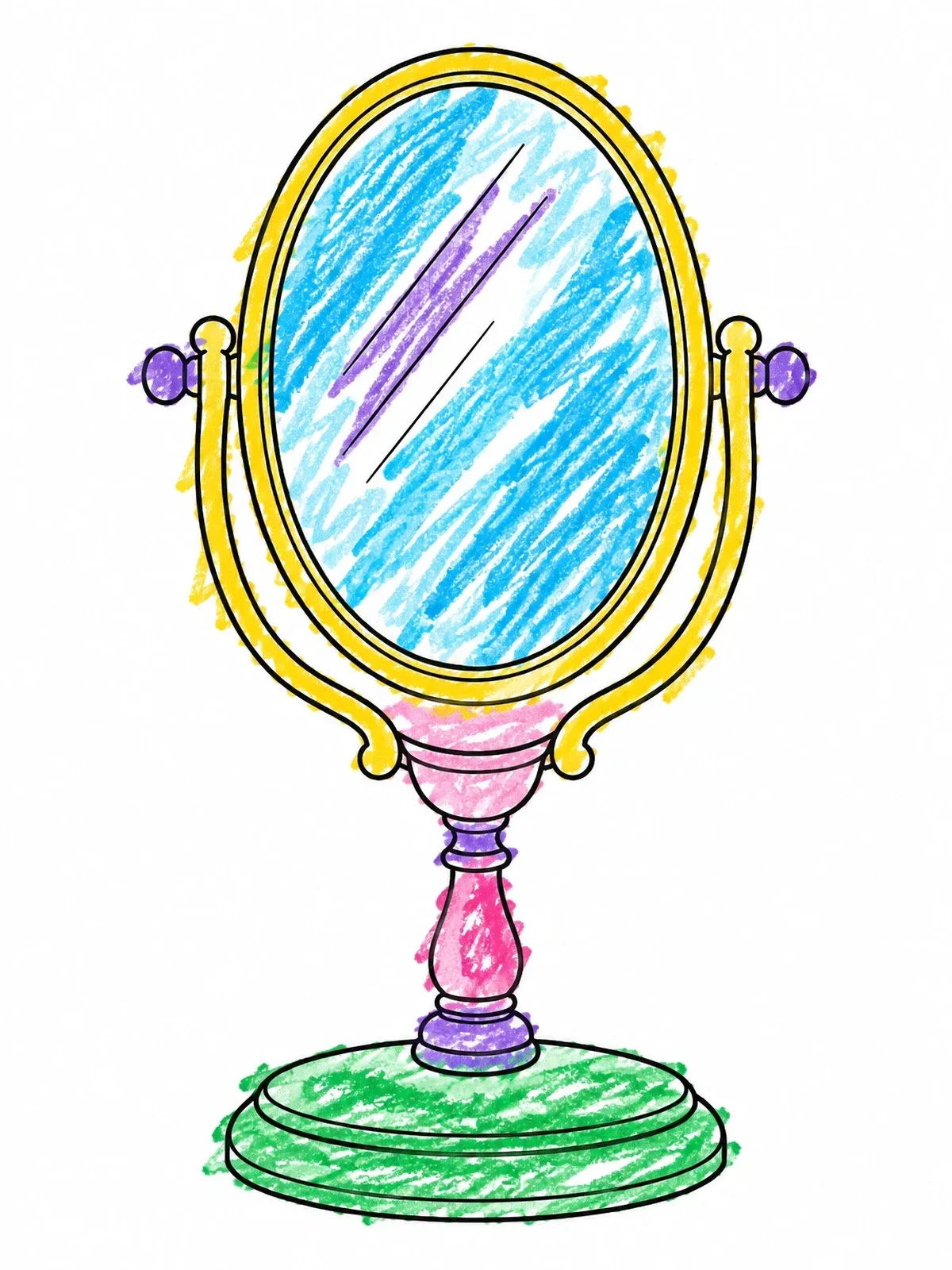 Colored example of the Vintage Standing Reflection Mirror coloring page