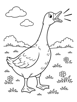 Free printable Honking Goose In The Meadow coloring page