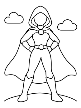 Free printable Hooded Superhero Blank Face Template coloring page