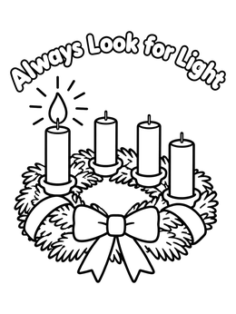 Free printable Advent Wreath With Glowing Candle coloring page