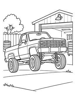 Free printable Hopping Square Body Lowrider Truck coloring page