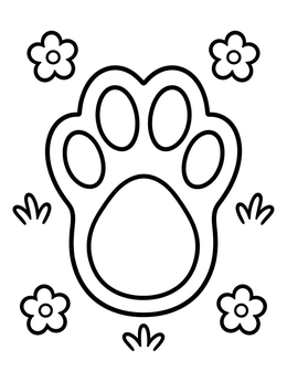 Free printable Bunny Paw Print With Flowers coloring page