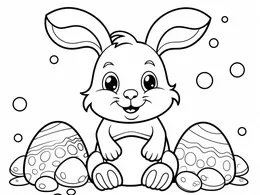 Little Bunny With Festive Easter Eggs