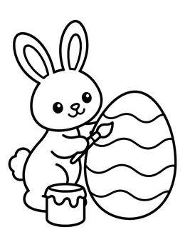 Free printable Cute Bunny Painting Big Easter Egg coloring page