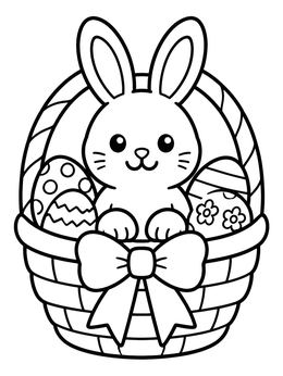 Free printable Cute Easter Bunny In Basket coloring page