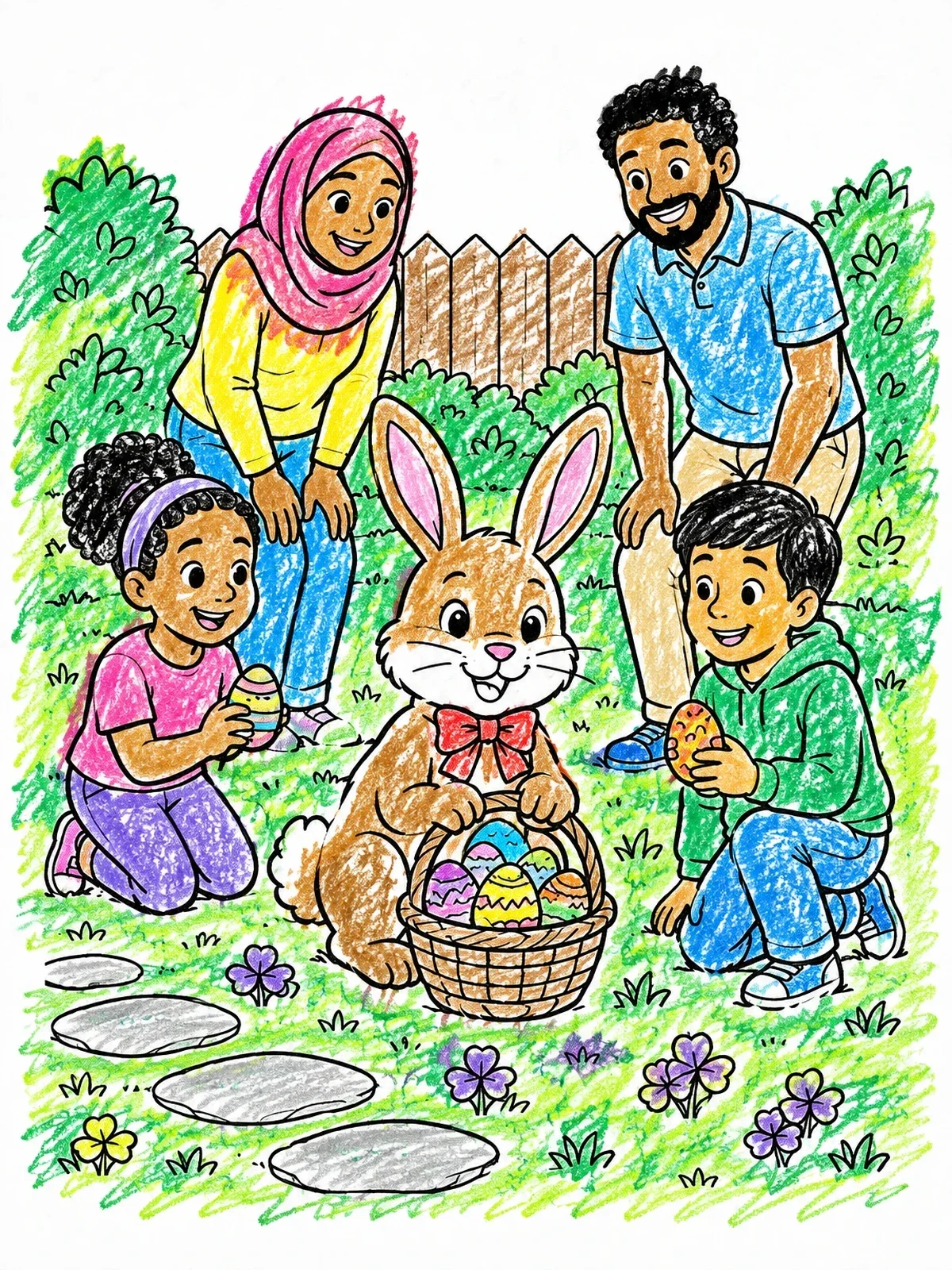 Colored example of the Family Meeting The Easter Bunny coloring page