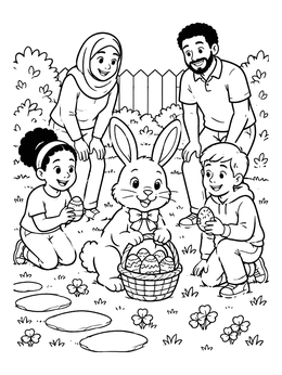 Free printable Family Meeting The Easter Bunny coloring page