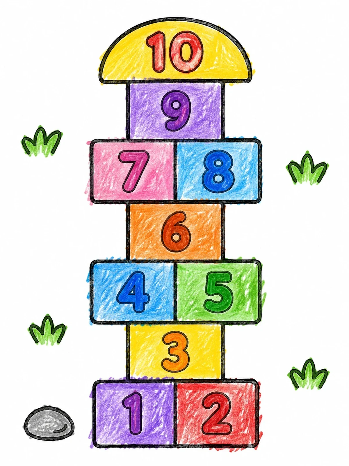 Colored example of the Hopscotch Court On The Playground coloring page