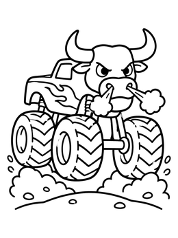 Free printable Horned Bull Monster Truck coloring page