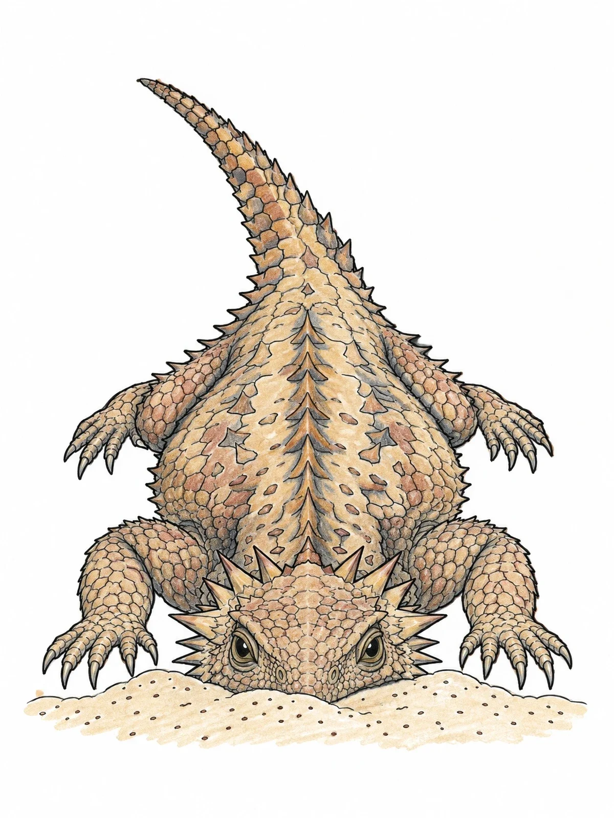 Colored example of the Horned Lizard In The Sand coloring page
