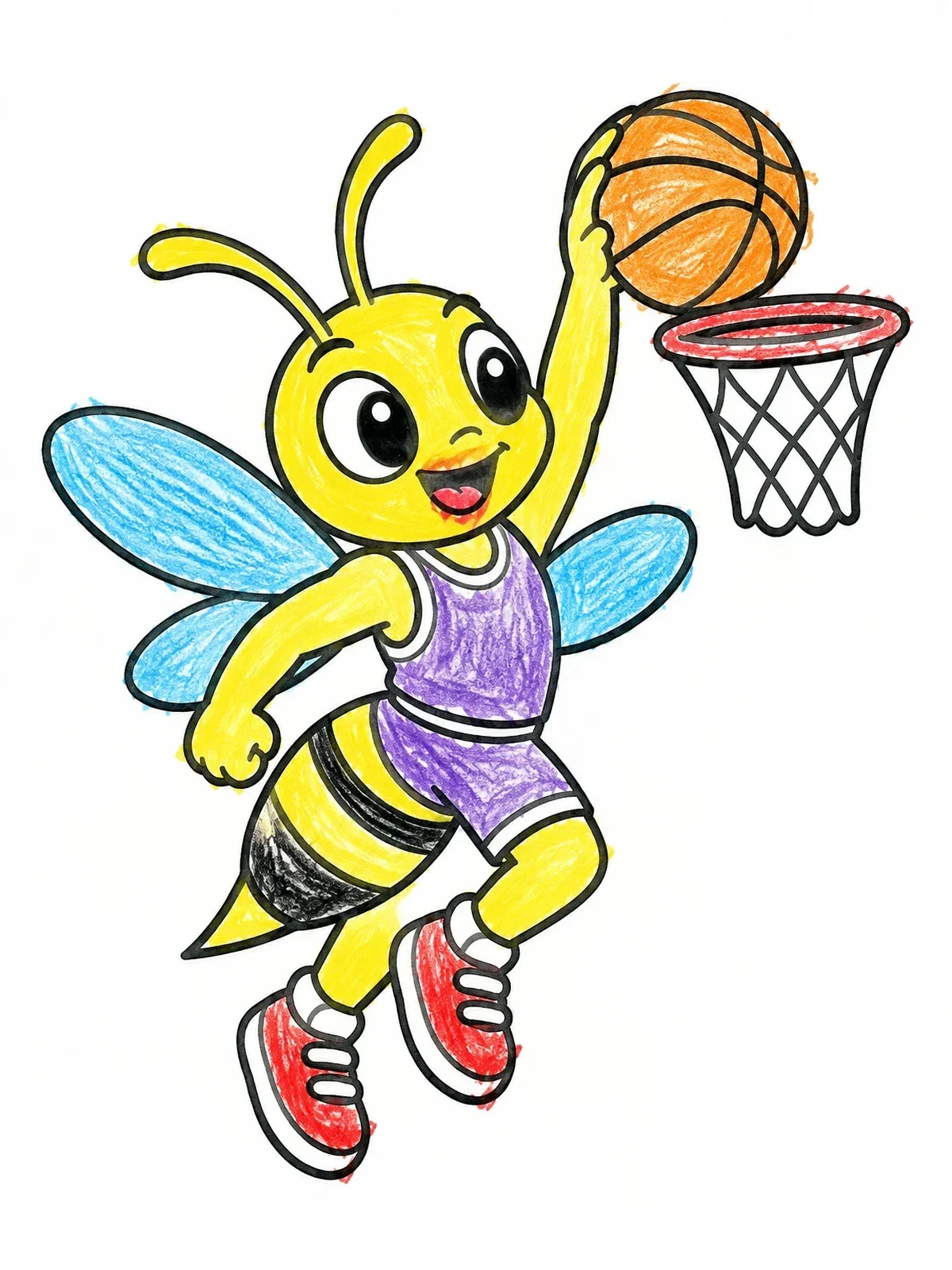 Colored example of the Hornet Basketball Slam Dunk coloring page