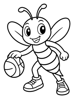 Free printable Hornet Mascot Dribbling A Basketball coloring page