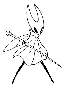 A hornet coloring page showing the heroic insect warrior holding her needle weapon in an action stance.