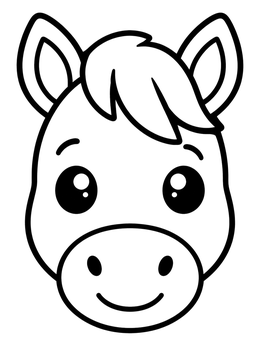 Free printable Cute Horse Face For Toddlers coloring page