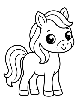 Free printable Cute Standing Pony coloring page