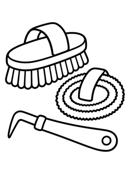 Free printable Equestrian Horse Grooming Kit Set coloring page
