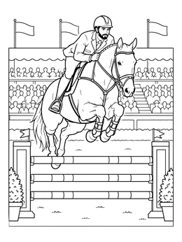 Free printable Equestrian Show Jumping Competition coloring page