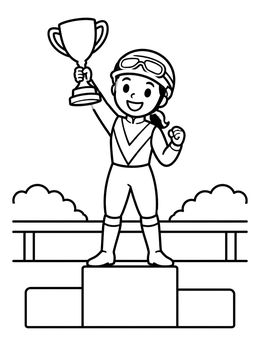 Free printable Champion Jockey On The Podium coloring page