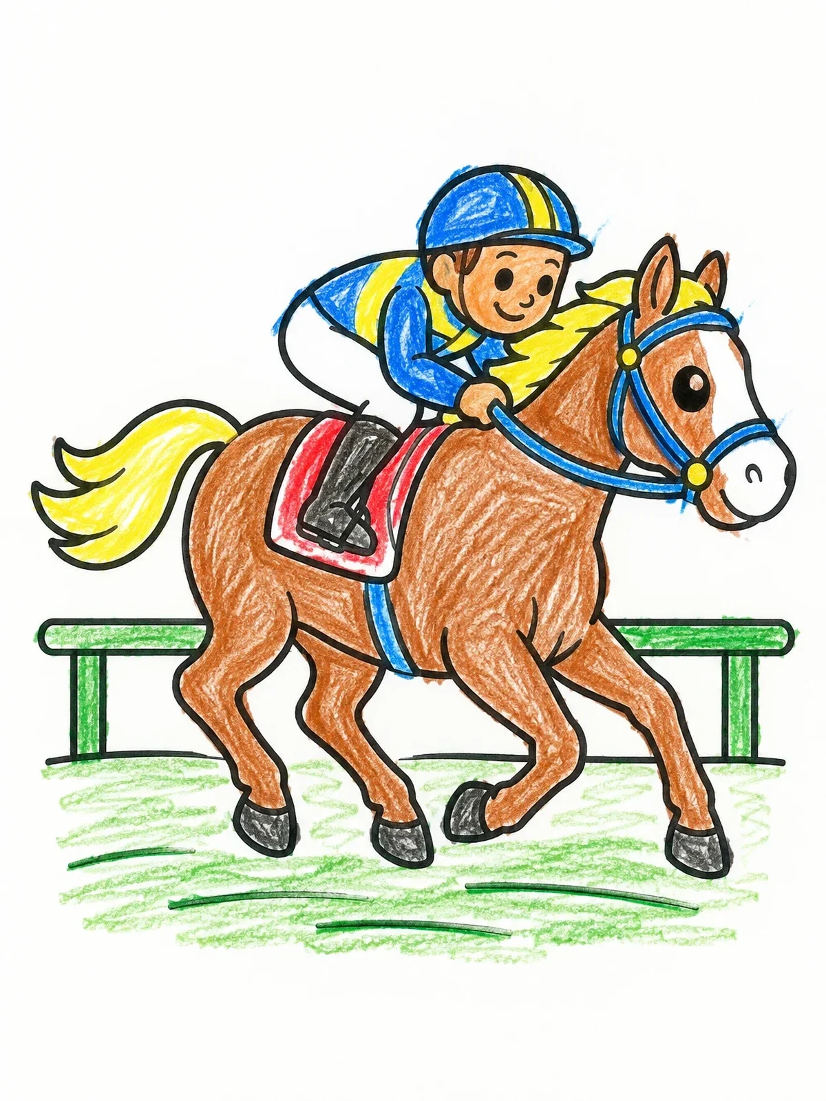 Colored example of the Young Jockey On A Galloping Pony coloring page
