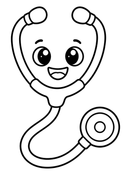 Free printable Cute Cartoon Stethoscope coloring page