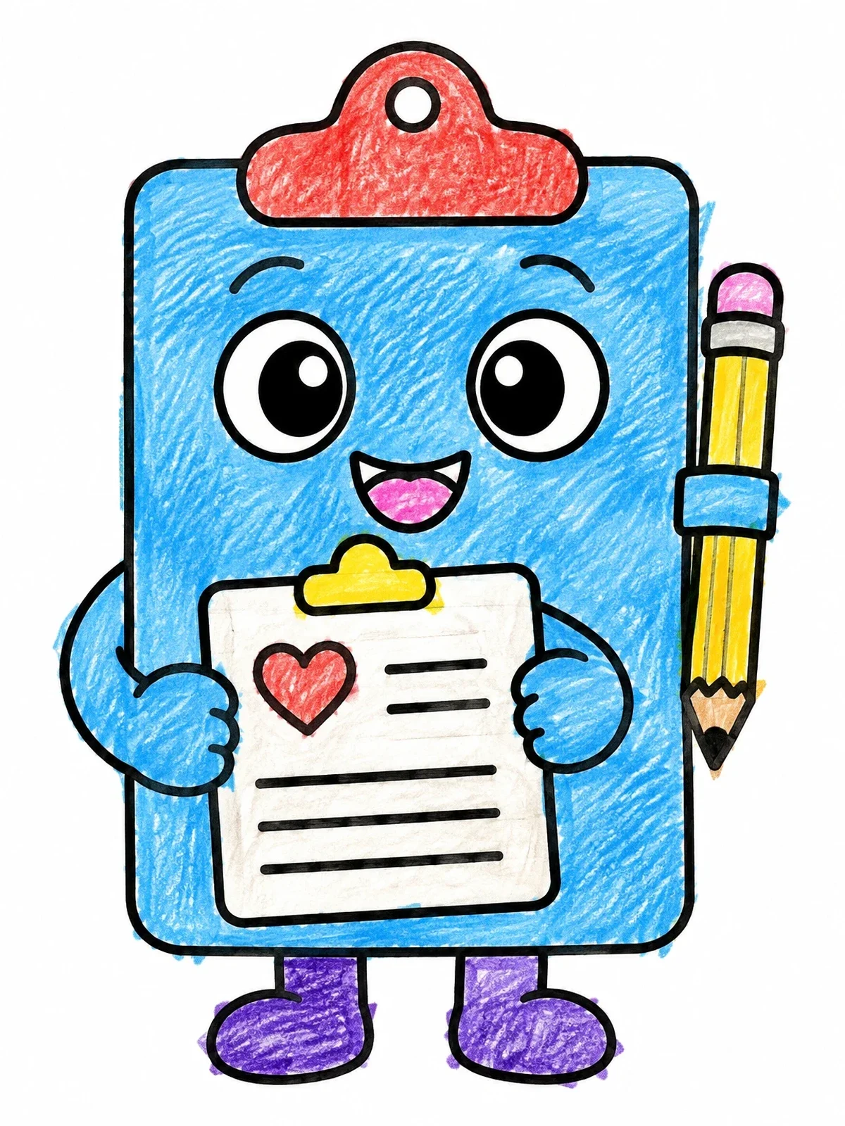 Colored example of the Cute Medical Clipboard Character coloring page
