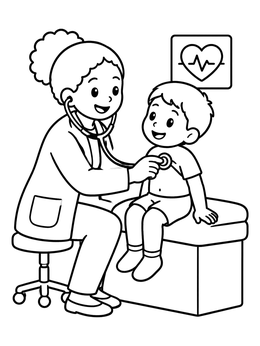 Free printable Doctor Examining A Young Patient coloring page