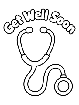 Free printable Get Well Soon Stethoscope coloring page