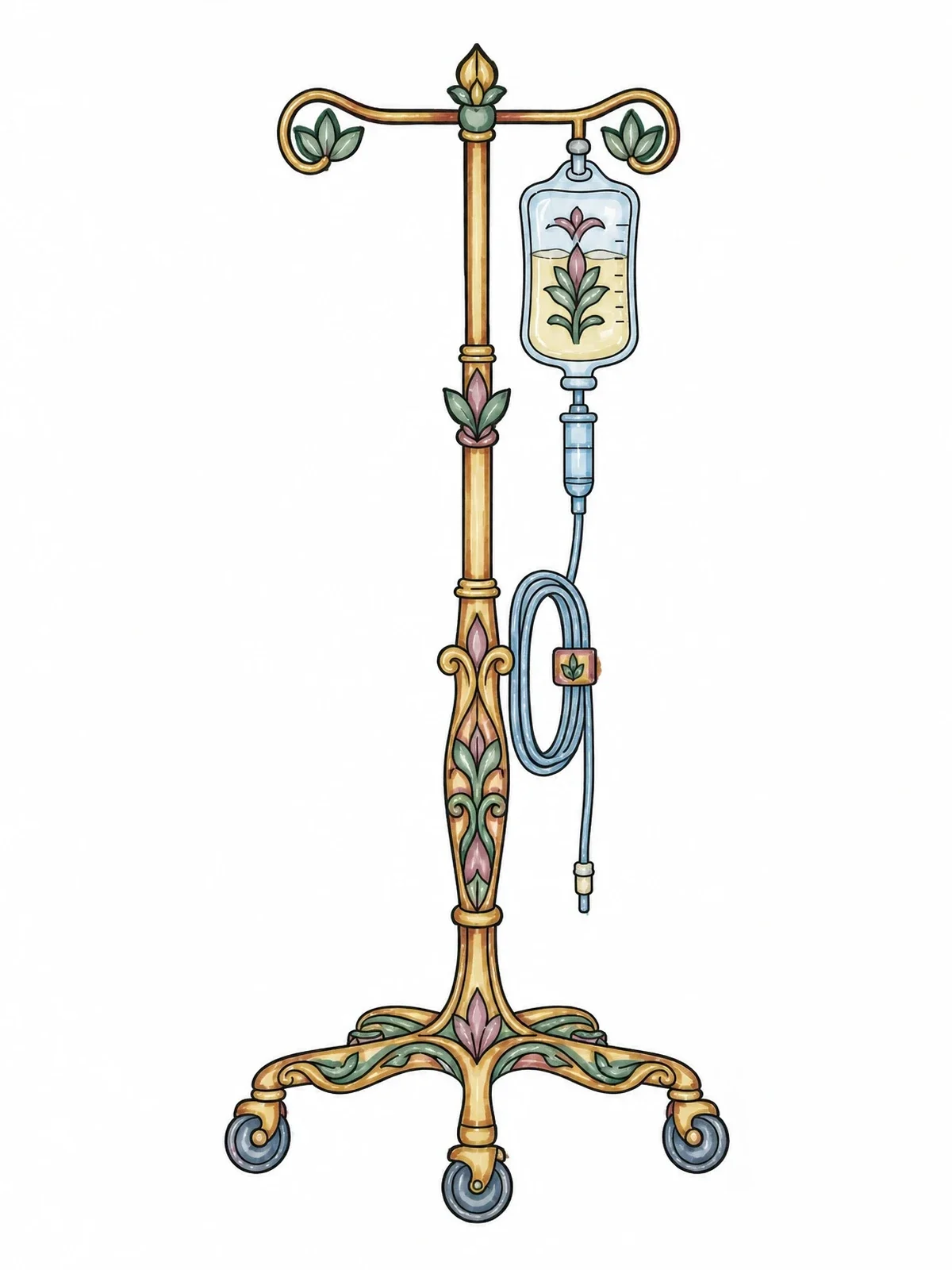Colored example of the Ornate Vintage Iv Drip Stand coloring page