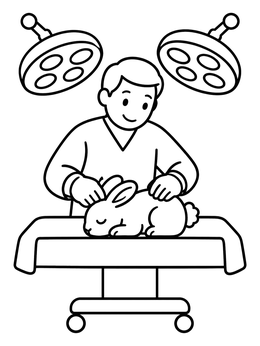 Free printable Veterinarian Caring For A Rabbit coloring page