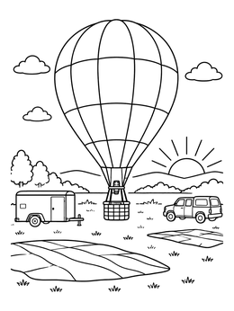 Free printable Hot Air Balloon Sunrise Launch coloring page