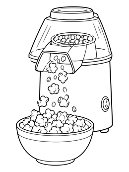 Free printable Hot Air Popcorn Maker And Bowl coloring page