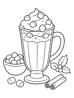 Free printable Hot Chocolate With Fluffy Marshmallows coloring page