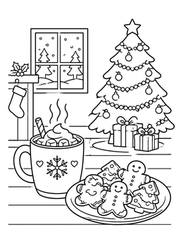 Free printable Hot Cocoa And Christmas Cookies coloring page