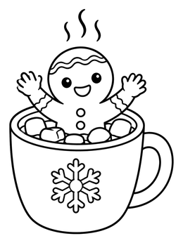 Free printable Gingerbread Man In Cocoa Mug coloring page
