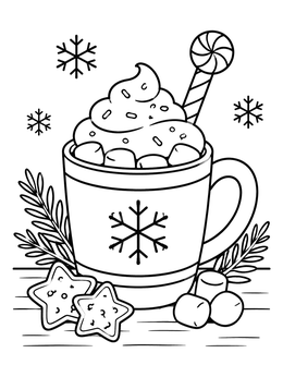 Free printable Hot Cocoa With Peppermint Swirl coloring page