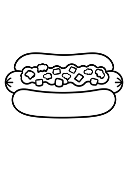Free printable Hot Dog With Relish And Onions coloring page