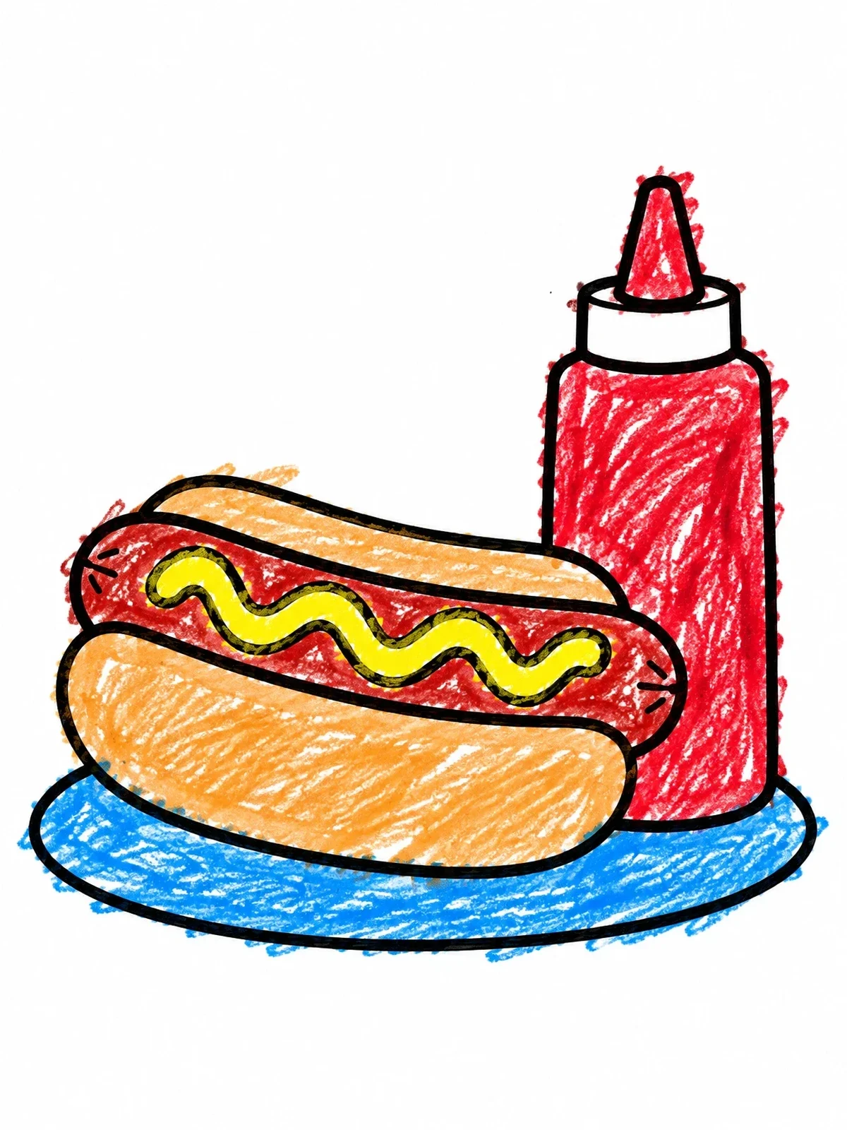 Colored example of the Hot Dog With Sauce Bottle coloring page
