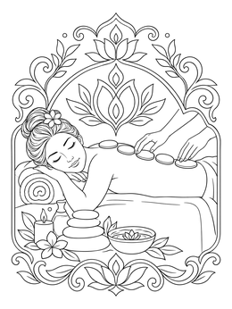 Free printable Hot Stone Massage Therapy Session coloring page