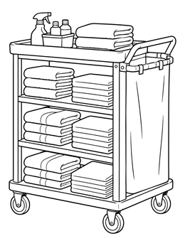 Free printable Hotel Housekeeping Cleaning Cart coloring page
