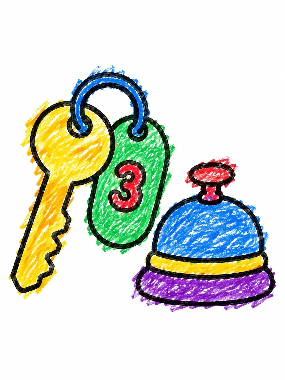 Colored example of the Hotel Key And Service Bell coloring page