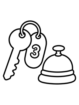 Free printable Hotel Key And Service Bell coloring page
