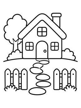 Free printable Cozy Cottage With Stepping Stones coloring page