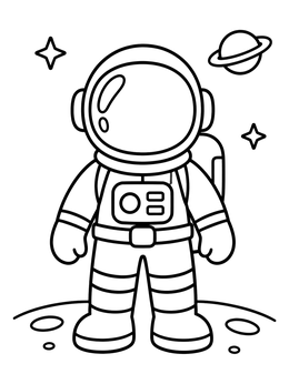 Free printable Cute Astronaut On The Moon coloring page