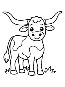 Free printable Cute Texas Longhorn Steer coloring page