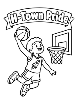 Free printable H Town Basketball Player Dunk coloring page